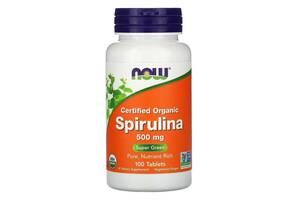 Спирулина Spirulina Now Foods сертифицированная органическая 500 мг 100 таблеток