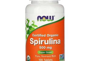 Спирулина Spirulina Now Foods сертифицированная органическая 500 мг 100 таблеток