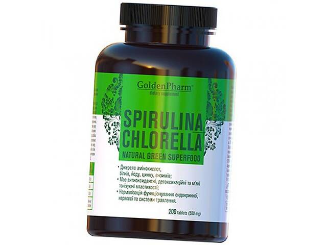 Спирулина и Хлорелла Spirulina plus Chlorella Golden Pharm 200таб (71519004)