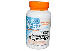 Стабилизированная R-липоевая кислота с BioEnhanced Na-RALA Stabilized R-Lipoic Acid 100 Doctor's Best 180вегкапс (703...