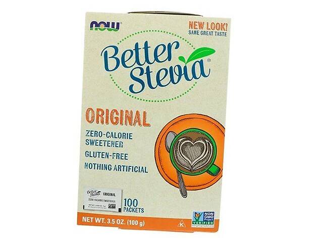 Стевия подсластитель не содержащий калорий Better Stevia Packets Now Foods 100пак Без вкуса (05128004)