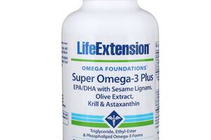 Супер Омега-3 Плюс Life Extension Omega Foundations Super Omega-3 Plus 120 желатинових капсул (LEX19881)