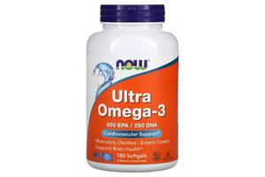 Супер омега 3 Ultra Omega-3 Now Foods 500 EPA/250 DHA 180 капсул с кишечнорастворимой оболочкой