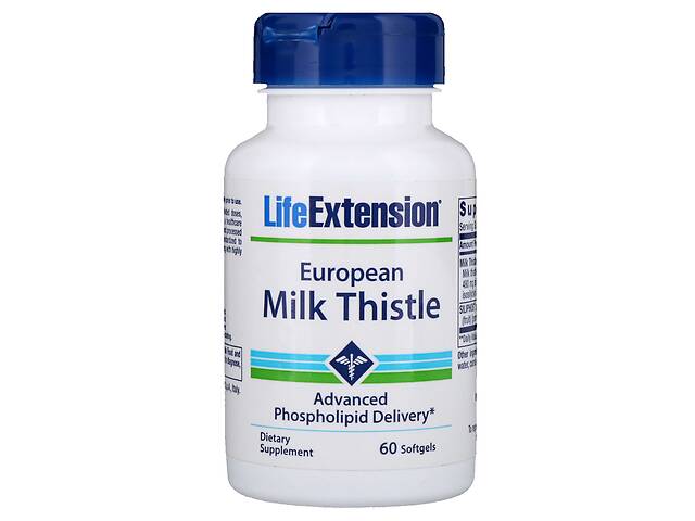 Силимарин (Расторопша) European Milk Thistle Life Extension 60 желатиновых капсул