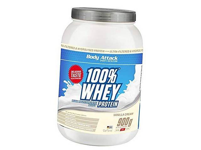 Сывороточный протеин 100% Whey Protein Body Attack 900г Ваниль (29251004)