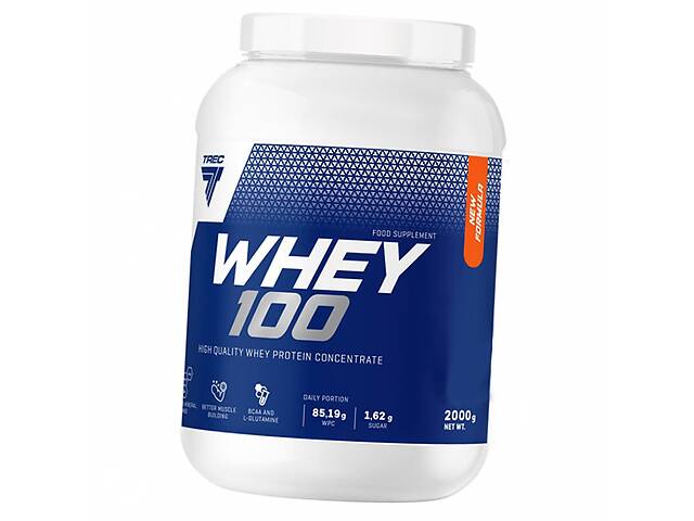 Сывороточный протеин для роста мышц Whey 100 New Formula Trec Nutrition 2000 г банка Капучино (29101016)
