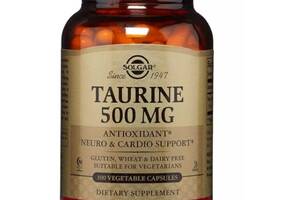 Таурин Solgar Taurine 500 mg 100 Veg Caps SOL-02701