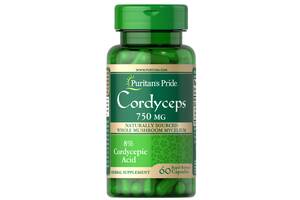 Тонизирующее средство Puritan's Pride Cordyceps Mushroom 750 mg 60 Caps