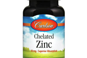 Цинк хелат Chelated Zinc Carlson Labs 30 мг 100 жевательных таблеток
