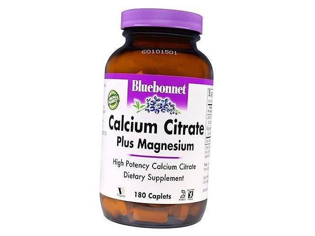 Цитрат Кальция и Магний Calcium Citrate plus Magnesium Bluebonnet Nutrition 180каплет (36393063)