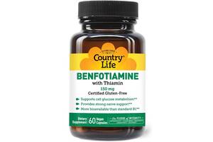Тиамин Country Life Benfotiamine with Coenzyme B1 150 mg 60 Veg Caps
