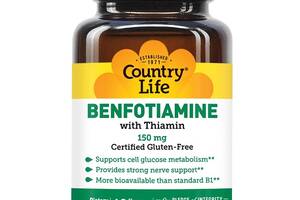 Тиамин Country Life Benfotiamine with Coenzyme B1 150 mg 60 Veg Caps