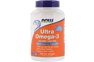 Ультра Омега 3 і Вітамін D, Ultra Omega 3-D, Now Foods, 180 Гелевих Капсул