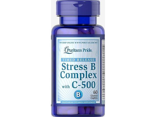 В комплекс Puritan's Pride Stress Vitamin B-Complex with Vitamin C-500 Timed Release 60 Caplets