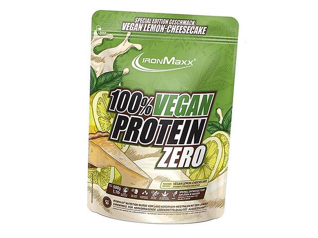Веган Протеин 100 % Vegan Protein Zero IronMaxx 500 г Лимонный чизкейк (29083016)