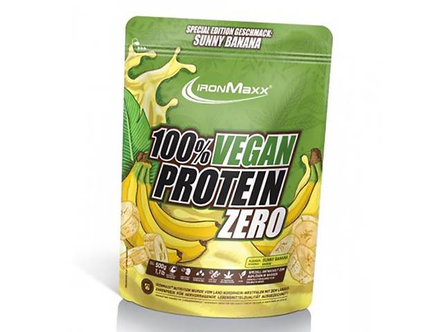 Веган Протеїн, 100% Vegan Protein Zero, IronMaxx 500г Банан (29083016)
