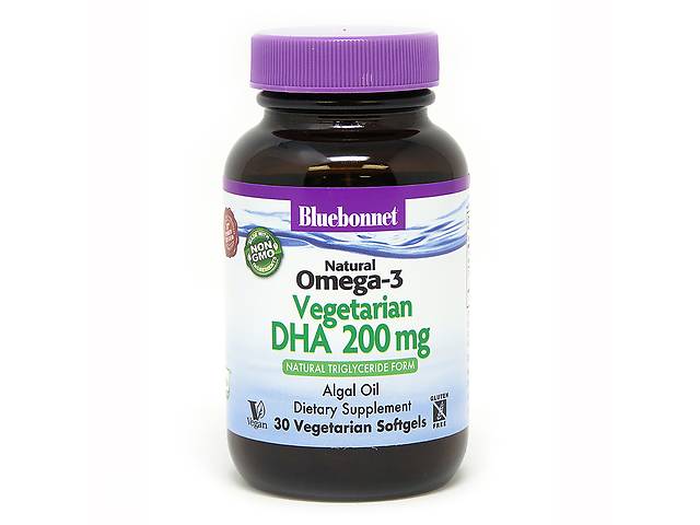 Вегетарианская Омега-3 из Водорослей DHA 200 mg Bluebonnet Nutrition 30 растительных капсул