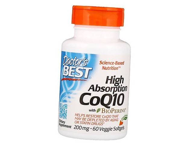 Высокоусвояемый Коэнзим Q10 с Биоперином High Absorption CoQ10 200 Softgel Doctor's Best 60вег.гелкапс (70327014)