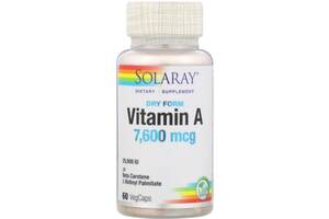 Витамин A Solaray Dry Form Vitamin A, 25.000 IU 60 Veg Caps SOR-04130