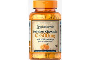 Витамин C Puritan's Pride Vitamin C-500 mg with Rose Hips 90 Chewables