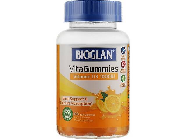 Витамин D Bioglan VitaGummies Vitamin D3 1000 IU 60 Gummies Lemon