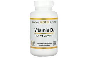 Витамин D California Gold Nutrition Vitamin D3 2000 IU 360 Fish Softgels