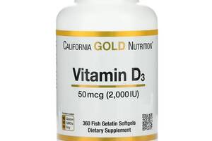 Витамин D California Gold Nutrition Vitamin D3 2000 IU 360 Fish Softgels