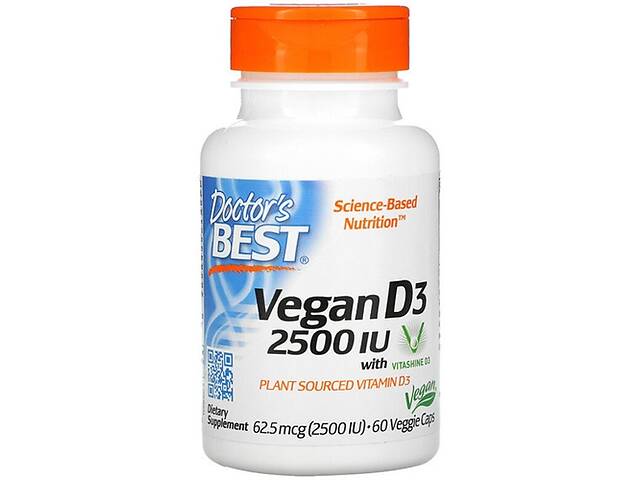 Витамин D Doctor's Best Vegan D3 2.500 IU 60 Veg Caps