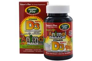 Витамин D Nature's Plus Animal Parade Vitamin D3 sugar free 90 Chewable Tabs Black Cherry Flavor