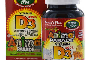 Витамин D Nature's Plus Animal Parade Vitamin D3 sugar free 90 Chewable Tabs Black Cherry Flavor