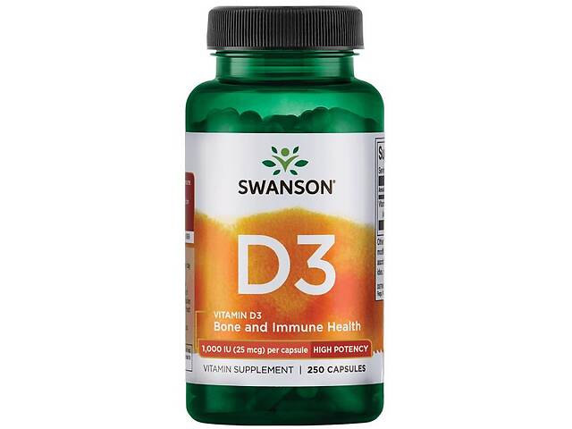 Витамин D Swanson D-3 High Potency Vitamin 1000 IU 250 Caps