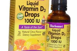 Витамин Д в каплях Vitamin D3 1000 Drops Bluebonnet Nutrition 30мл Цитрус (36393022)