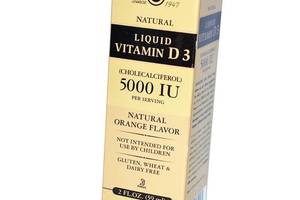 Витамин Д жидкий Liquid Vitamin D3 5000 Solgar 59мл Апельсин (36313017)