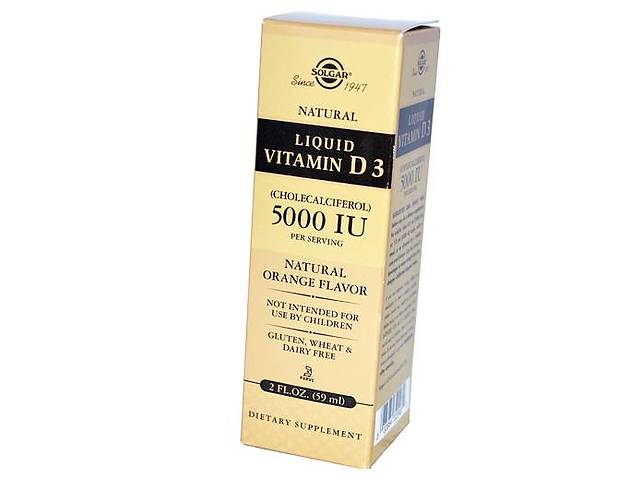 Витамин Д жидкий Liquid Vitamin D3 5000 Solgar 59мл Апельсин (36313017)