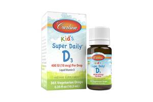 Витамин D3 для Детей в Каплях 400 МЕ Kid's Super Daily D3 Carlson 10.3 мл