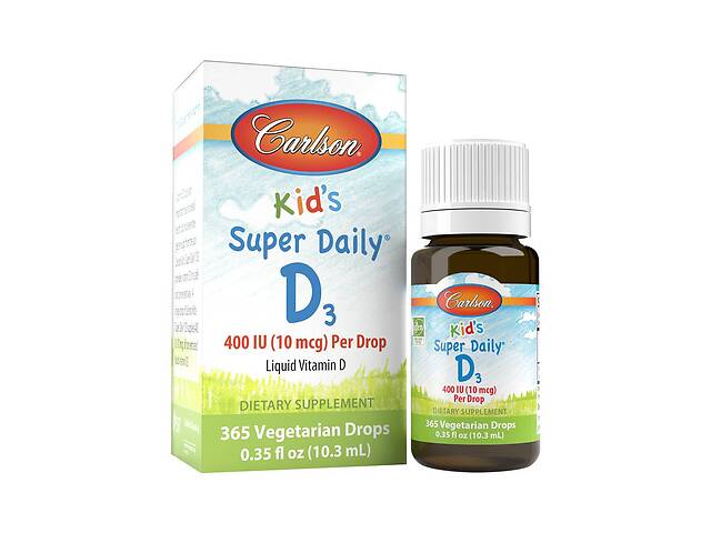 Витамин D3 для Детей в Каплях 400 МЕ Kid's Super Daily D3 Carlson 10.3 мл