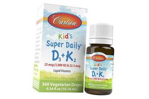 Витамин Д3 К2 для детей Kids Super Daily D3+K2 Carlson Labs 10мл (36353048)