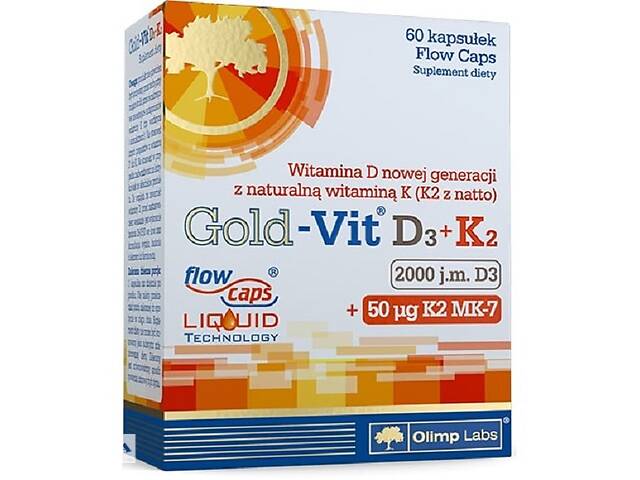 Витамин D3+K2 для спорта Olimp Nutrition Gold Vit D3+K2 2000 IU 60 Caps