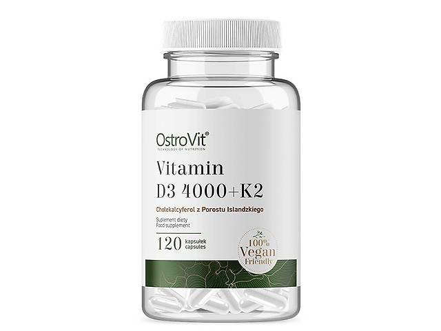 Витамин D3+K2 для спорта OstroVit Vitamin D3 4000 + K2 VEGE 120 Caps