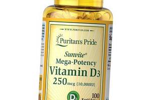 Витамин Д3 Холекальциферол Vitamin D3 10000 Puritan's Pride 100гелкапс (36367132)