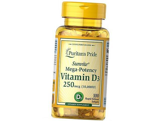 Витамин Д3 Холекальциферол Vitamin D3 10000 Puritan's Pride 100гелкапс (36367132)