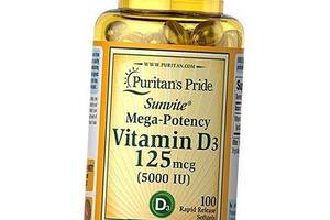 Витамин Д3 Холекальциферол Vitamin D3 5000 Puritan's Pride 100гелкапс (36367070)