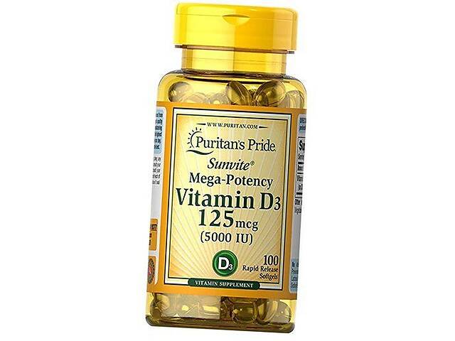 Витамин Д3 Холекальциферол Vitamin D3 5000 Puritan's Pride 100гелкапс (36367070)