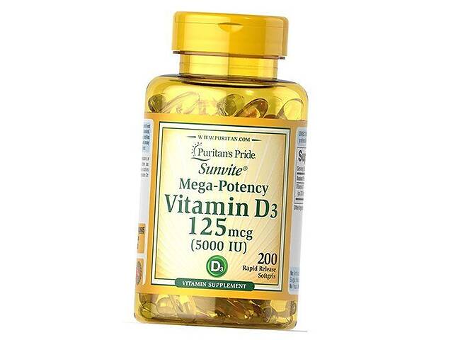 Витамин Д3 Холекальциферол Vitamin D3 5000 Puritan's Pride 200гелкапс (36367070)