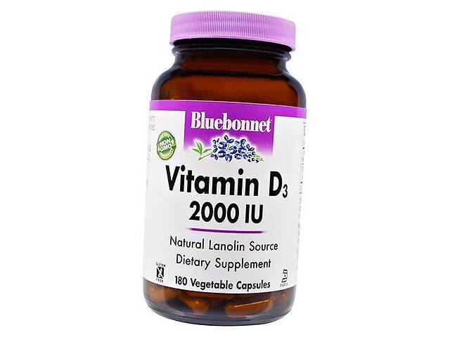 Вітамін Д3, Vitamin D3 2000 Caps, Bluebonnet Nutrition 180вегкапс (36393010)