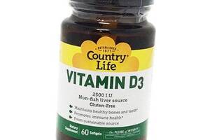 Витамин Д3 Vitamin D3 2500 Country Life 60гелкапс (36124086)