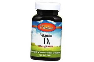 Витамин Д3 Vitamin D3 4000 Carlson Labs 120гелкапс (36353089)