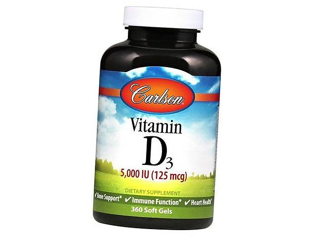 Вітамін Д3, Vitamin D3 5000, Carlson Labs 360гелкапс (36353060)