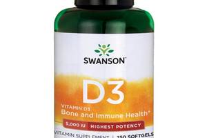 Витамин Д3 Vitamin D3 Swanson высокоэффективный 5000 МЕ (125 мкг) 250 гелевых капсул