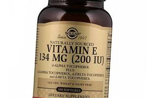 Вітамін Е, Суміш токоферолів, Vitamin E 200 Mixed Tocopherols, Solgar 100гелкапс (36313167)